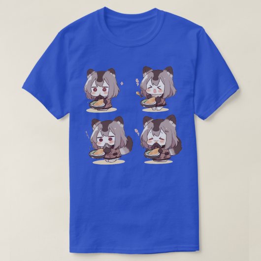 T-shirt Cute Raccoon mangez n'importe quoi d'anime (Design devant)