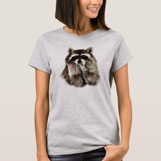 T-shirt Cute Raccoon souffler Baisers Humour art animal (Devant)