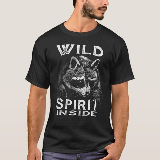 T-shirt Cute Racoon Wild Spirit inside (Devant)