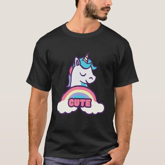 T-shirt Cute Rainbow Cloud Unicorn (Devant)