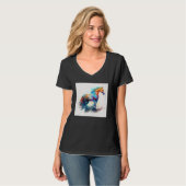 T-shirt Cute Rainbow Horse Paint Splatter Illustration Col (Devant entier)
