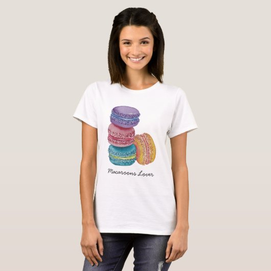 T-shirt Cute Rainbow Macaroons In Watercolor (Devant entier)