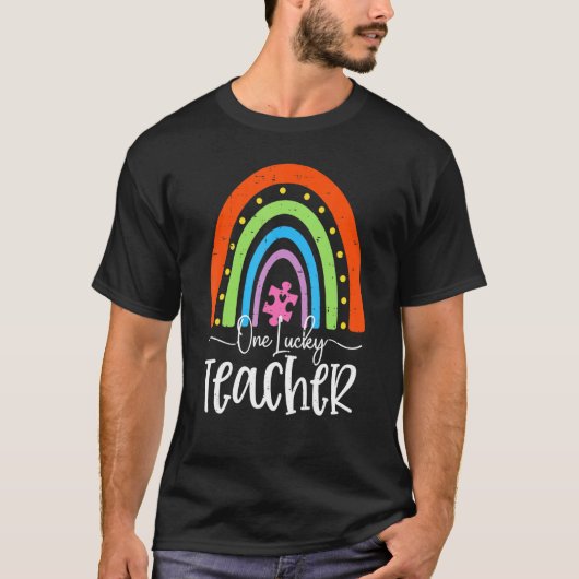 T-shirt Cute Rainbow One Lucky Puzzle Sensibilisation sur  (Devant)