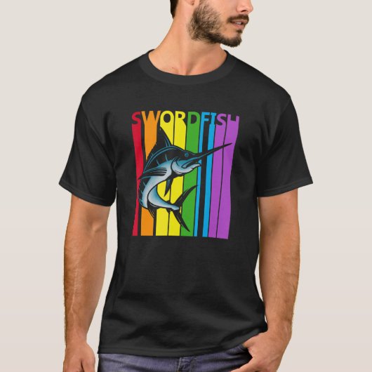T-shirt Cute Rainbow Swordfish fish (Devant)