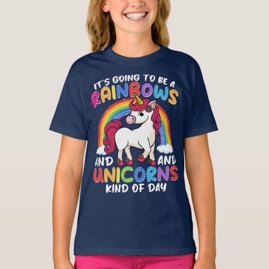T-shirt Cute Rainbow Unicorn Cool Anniversaire présent drô (Devant)