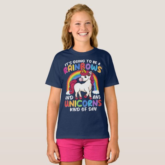 T-shirt Cute Rainbow Unicorn Cool Anniversaire présent drô (Devant entier)