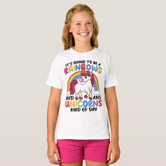 T-shirt Cute Rainbow Unicorn Cool Anniversaire présent drô (Devant entier)