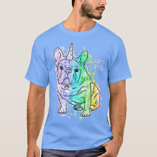 T-shirt Cute Rainbow Unicorn French Bulldog Frenchie Chien