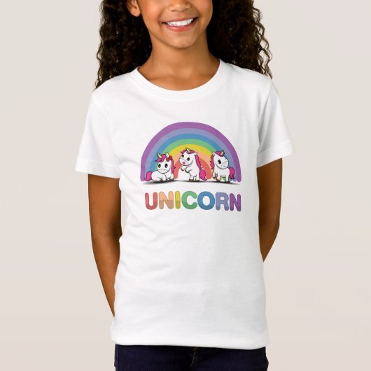 T-Shirt Cute Rainbow Unicornes (Devant)