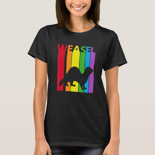 T-shirt Cute Rainbow Weasel animal (Devant)