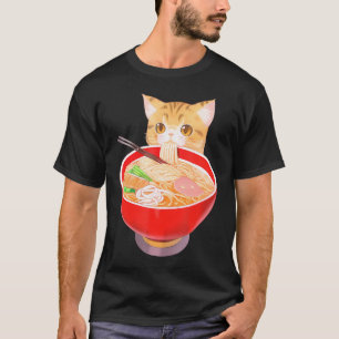 T-shirt Cute Ramen Chat Kawaii Neko Anime nouilles japonai