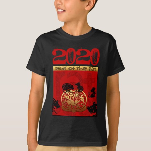 T-shirt Cute Rat Chinois Année 2020 Zodiac Anniversaire En (Devant)