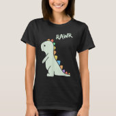 T-shirt Cute Rawr Dinosaur Cartoon Kids Design (Devant)