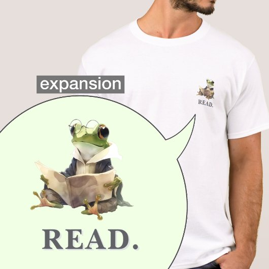 T-shirt Cute Reading Frog Bookworm Custom Text Pocket Size