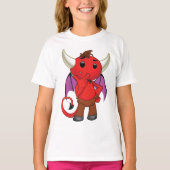 T-shirt Cute Red Devil Character Thinking Mischievous (Devant)