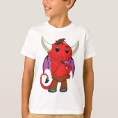 T-shirt Cute Red Devil Character Thinking Mischievous (Devant)