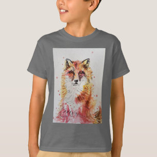 T-shirt Cute Red Fox Whimsical Watercolor Garçons T Shirt