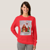 T-shirt Cute Red Gingerbread House Christmas Holiday (Devant entier)