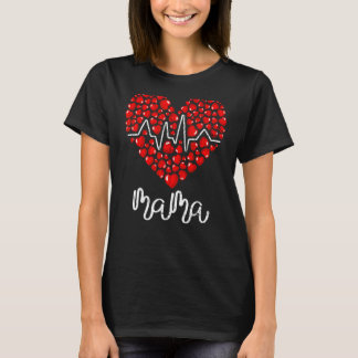 T-shirt Cute Red Love Heart Mama Mère's Day Cadeau