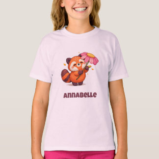T-shirt Cute Red Panda with Flower 