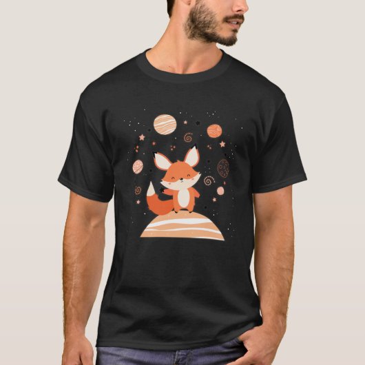 T-shirt Cute Red Space Fox Float In Space Alone Cosmic Ani (Devant)