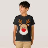 T-shirt Cute Reindeer Rudolph Red Nose Christmas Antlers (Devant entier)