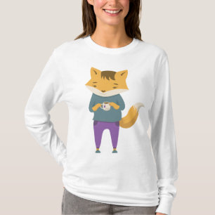T-shirt Cute renard avec tasse de thé