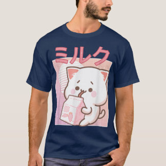 T-shirt Cute Retro 90s Japonais Kawaii fraise Lait voiture