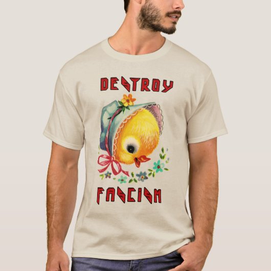 T-shirt Cute Retro Chick - Détruire le fascisme (Devant)