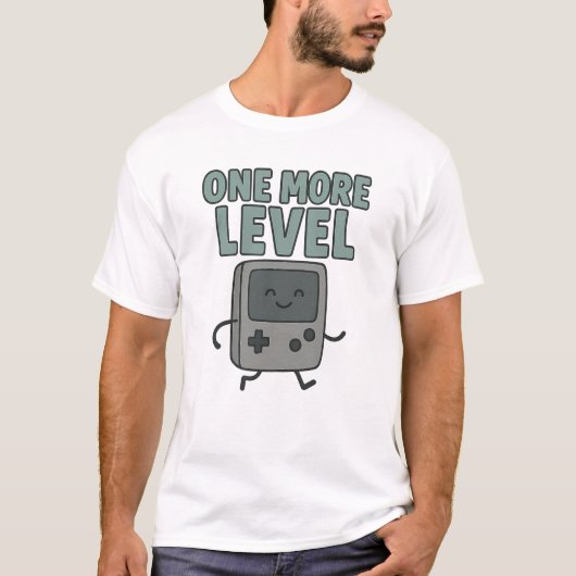 T-shirt Cute Retro Handheld Console "One More Level" (Devant)
