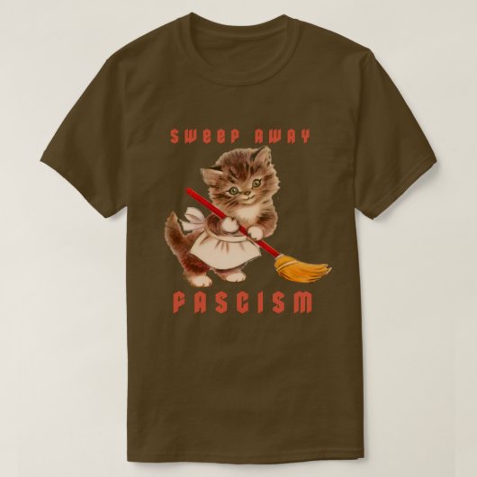 T-shirt Cute Retro Kitten - Balayer le fascisme (Design devant)
