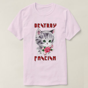 T-shirt Cute Retro Kitten - Détruire le fascisme