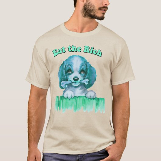 T-shirt Cute Retro Puppy - Mange Rich (Devant)