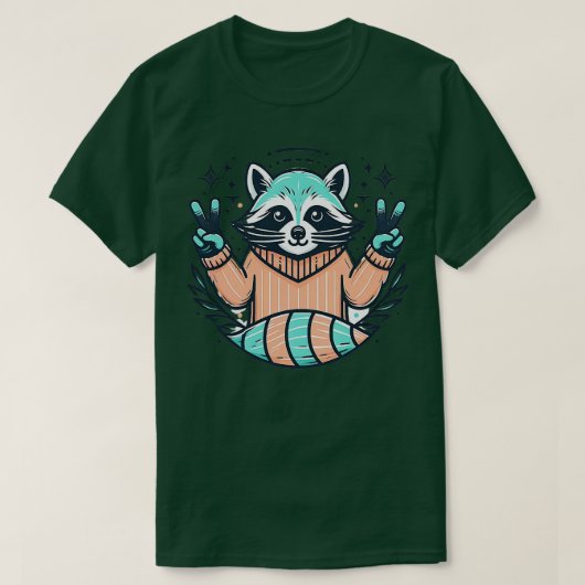 T-shirt Cute Retro Raccoon avec (Design devant)