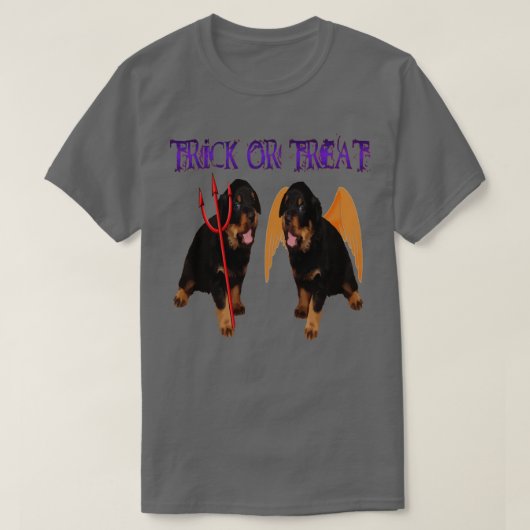 T-shirt Cute Rottweiler Halloween Trick ou Treat Vector Cu (Design devant)