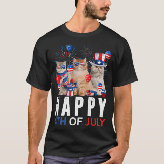 T-shirt Cute Rouge Blanc Bleu Perse Chat Patriotique Joyeu