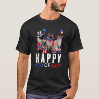 T-shirt Cute Rouge Blanc Bleu Siamais Chat Patriotique Joy