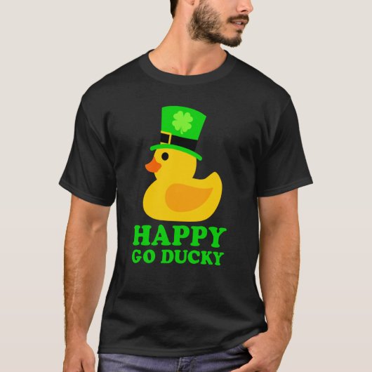 T-shirt Cute Rubber Duck Lucky Four Leaf C Leprechaun Hat (Devant)