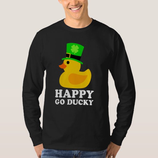 T-shirt Cute Rubber Duck Lucky Four Leaf C Leprechaun Hat  (Devant)