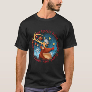 T-shirt Cute Rudolf Le Nez Rouge Reindeer Noël Vacances