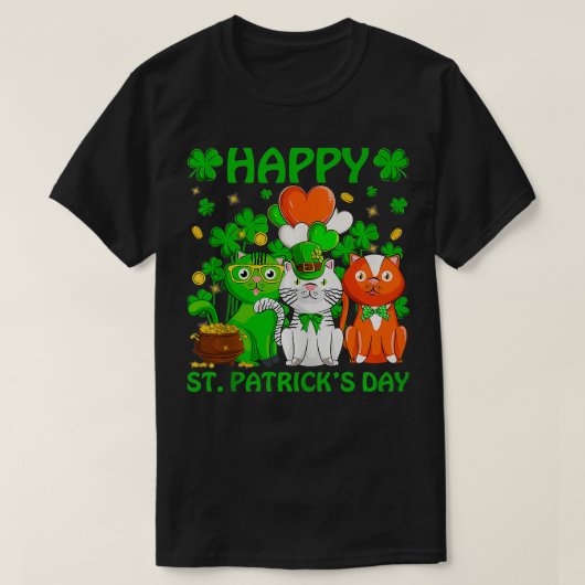 T-shirt Cute Saint Catricks Day Cats Irlande Casquette Dra (Design devant)
