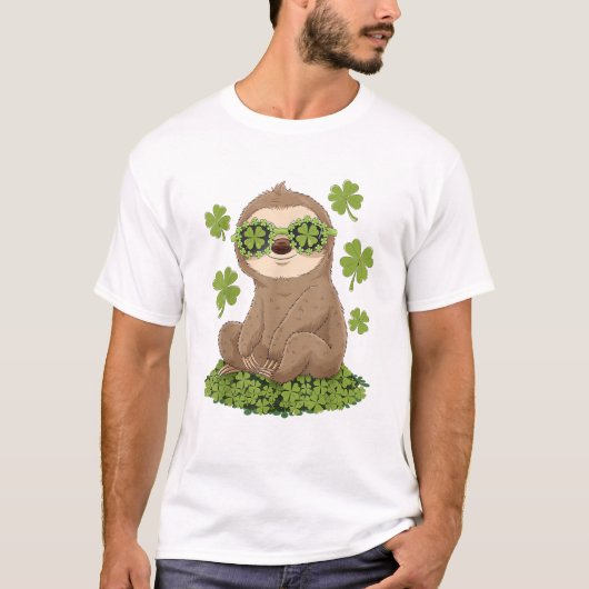 T-shirt Cute Saint-Patrick Sloth Leprechaun Trèfle Gi (Devant)