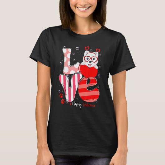 T-shirt Cute Samoyed Dog Love Valentine Puppy (Devant)