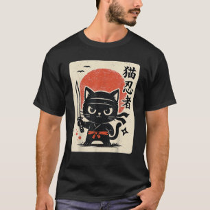 T-shirt Cute Samurai Ninja Chat Guerrier japonais Anime Ca