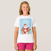 T-shirt Cute Santa Claus, deer and snowman (Devant entier)
