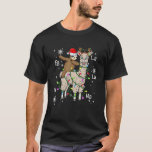 T-shirt Cute Santa Sloth Riding Llama Christmas Lights Paj<br><div class="desc">Cute Santa Sloth Riding Llama Christmas Lights Pajamas Xmas</div>