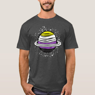 T-shirt Cute Saturn Planet Non Binary Drapeau Agender Gend