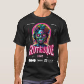 T-shirt Cute Scary Zombie Sugar Skull Pink Neon & Elegant  (Devant)