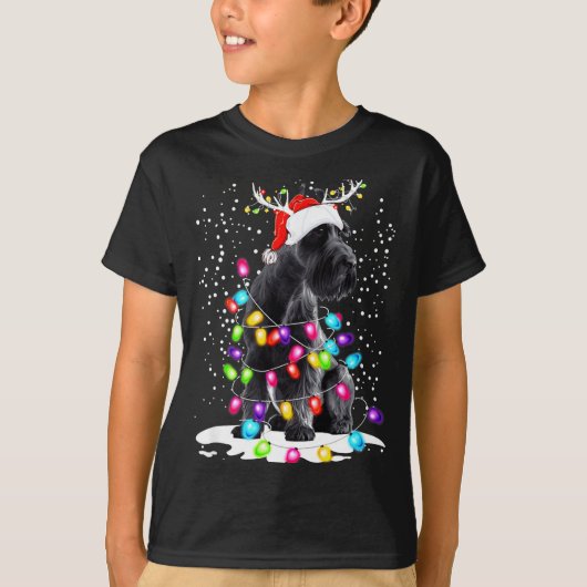 T-shirt Cute Schnauzer With Christmas Lights  (Devant)
