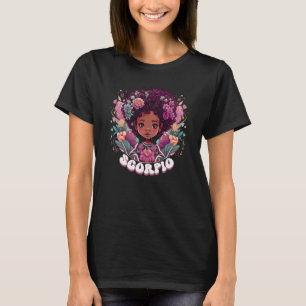 T-shirt Cute Scorpio Zodiac Afro Girl October November Bir